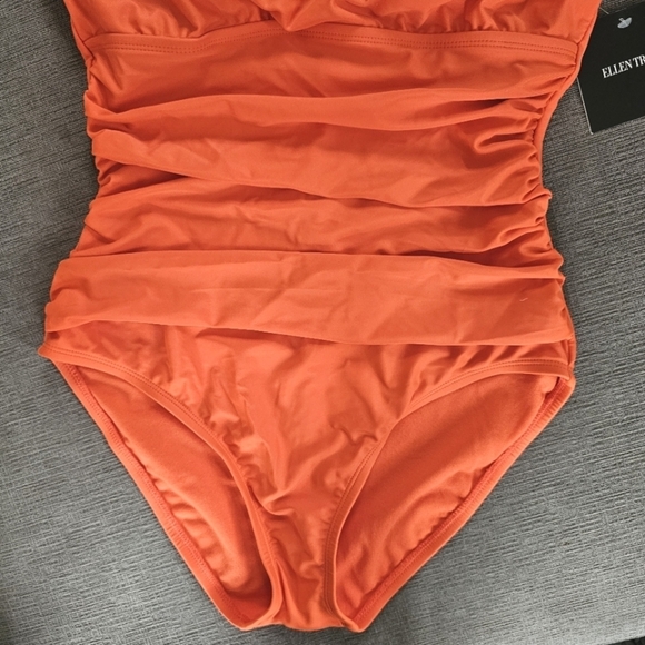 Ellen Tracy Women High Neck Over the Shoulder One Piece keyhole Swimsuit Size 10 - Picture 12 of 15